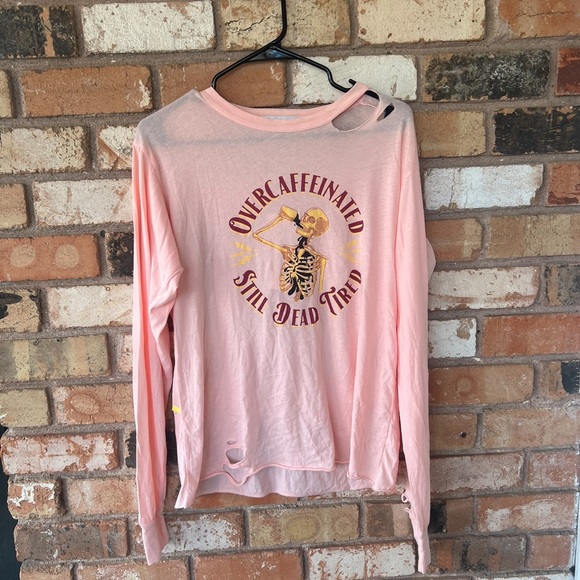 NWT WILDFOX Overcaffenated but still dead tired long sleeve top - Picture 6 of 6